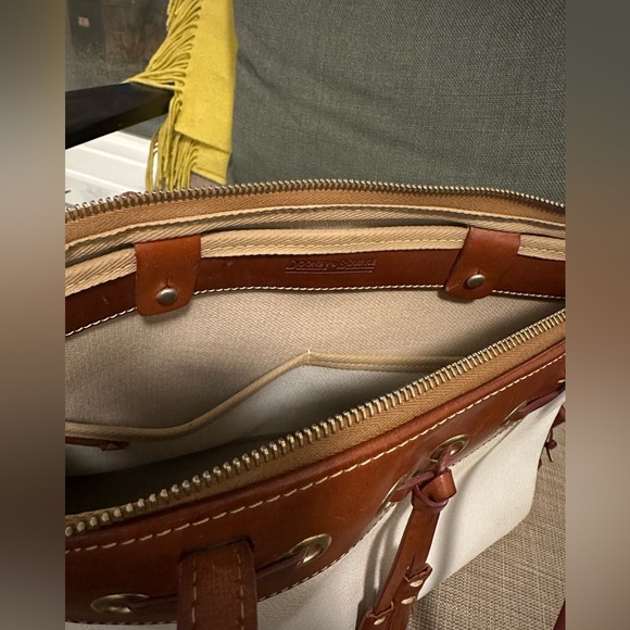 Dooney & Bourke Off-White & Brown Leather Satchel, medium - Picture 5 of 5
